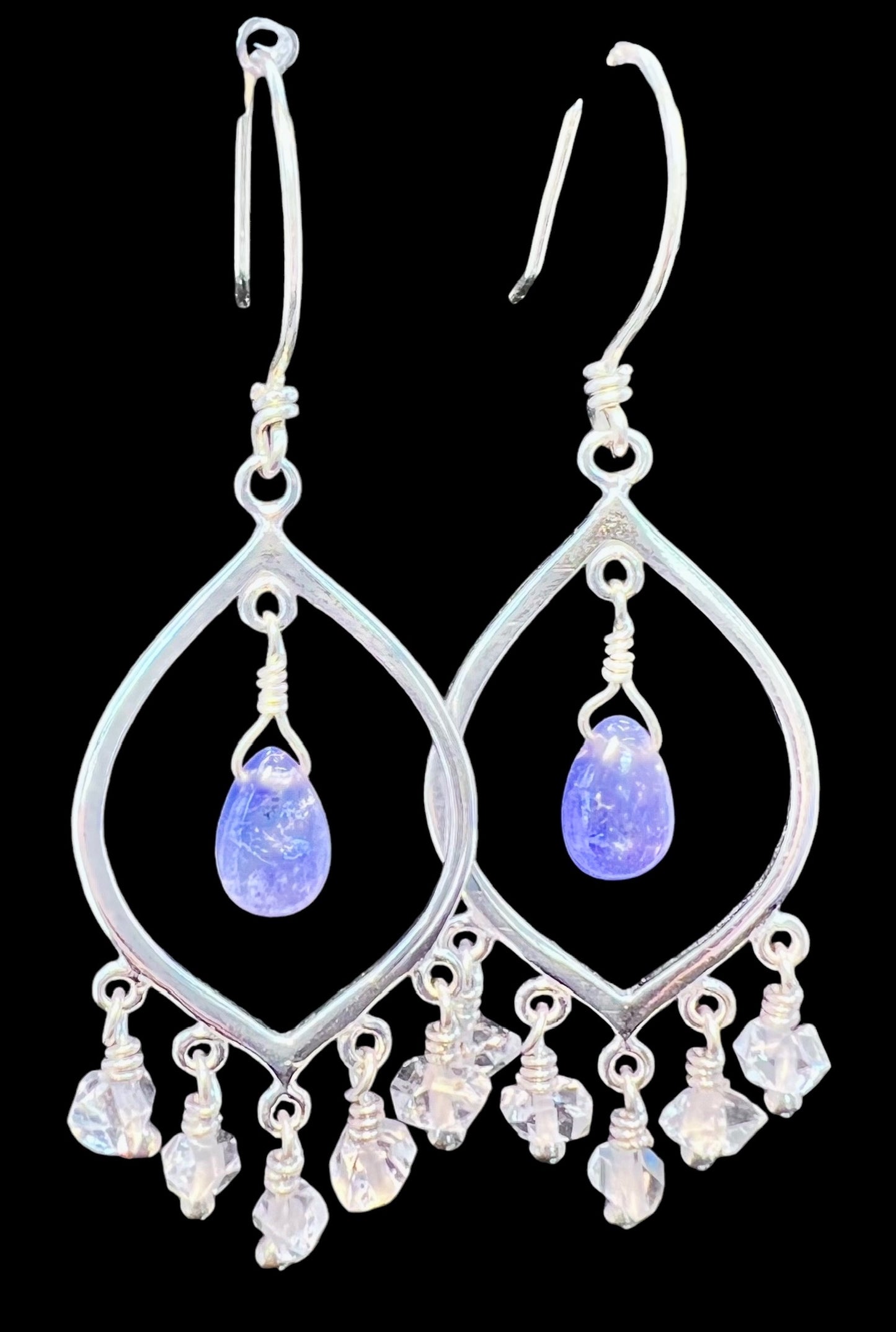 Tanzanite and Herkimer Diamond Chandelier Earrings