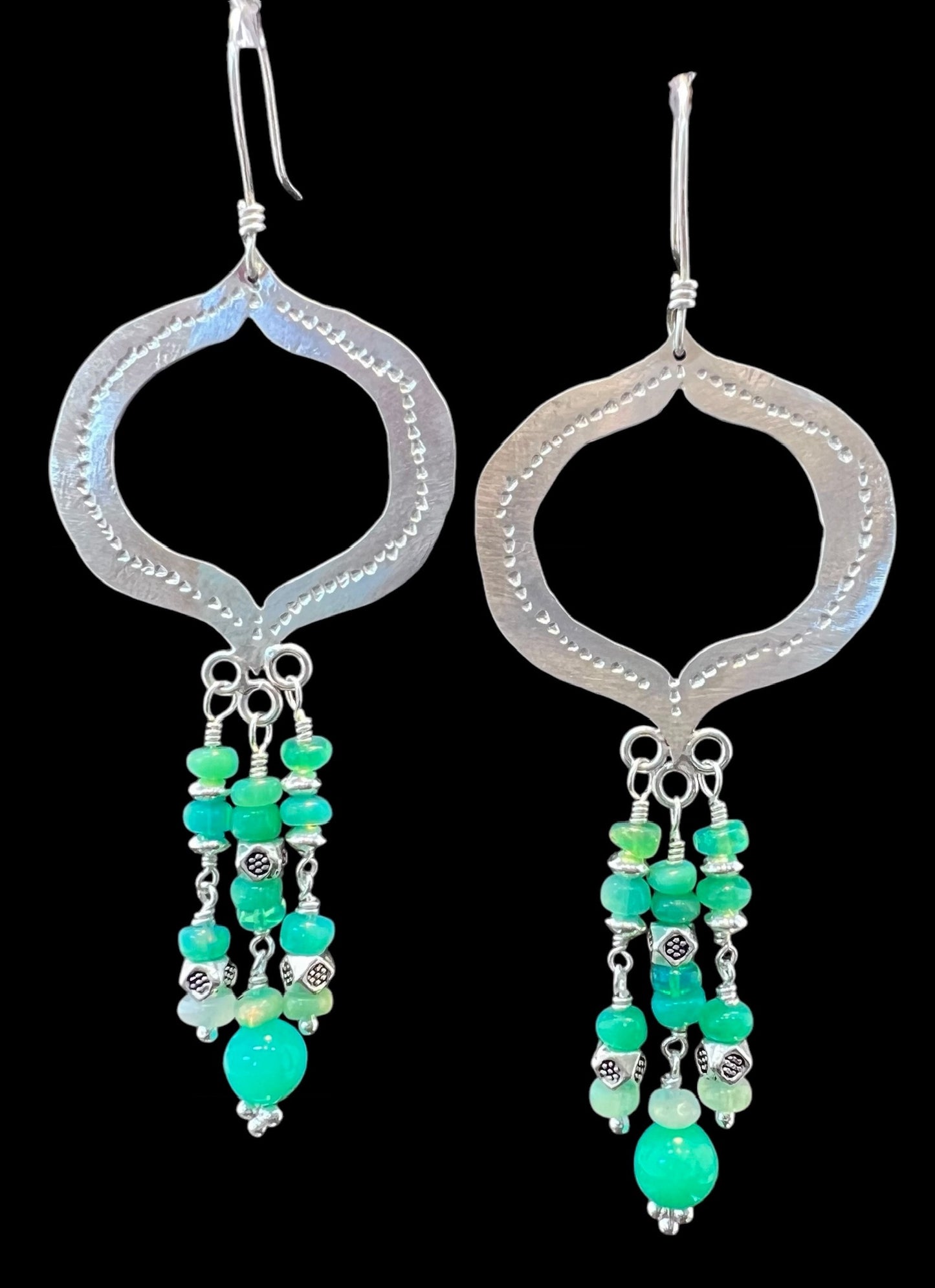 Ethiopian Opal and Chrysoprase Sterling Silver earrings