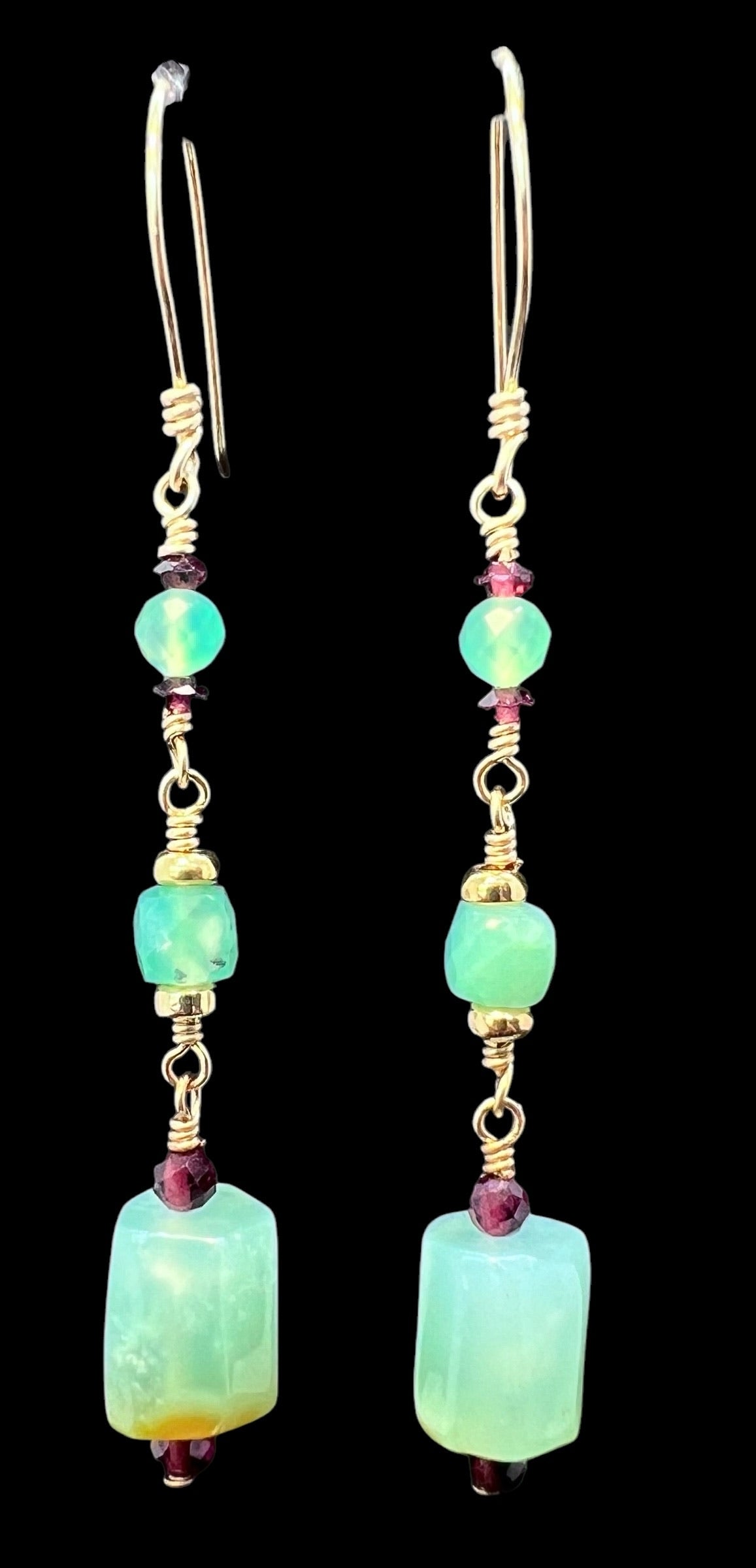 Chrysoprase and Garnet Earrings