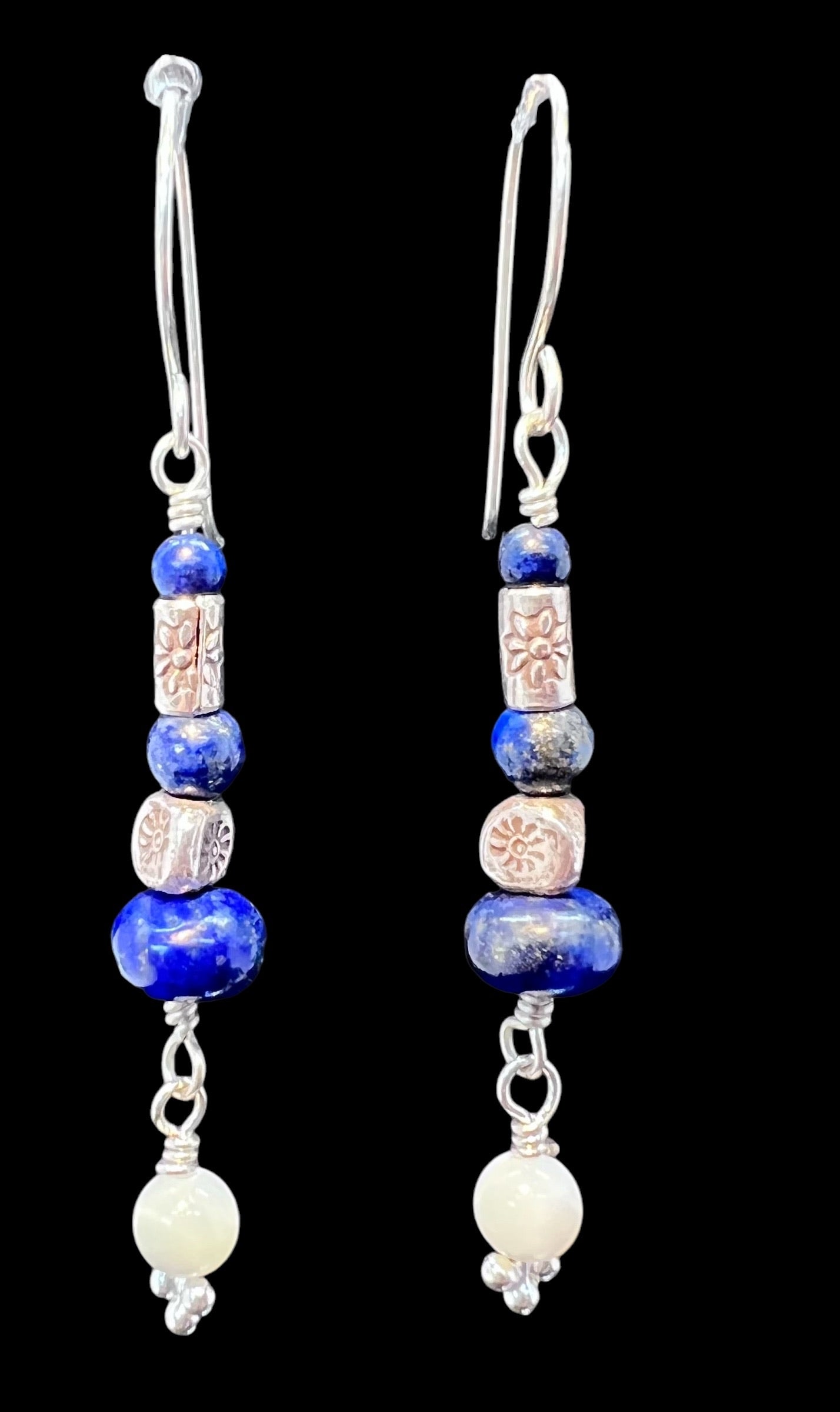 Lapis Lazuli and Moonstone Sterling Silver Earrings