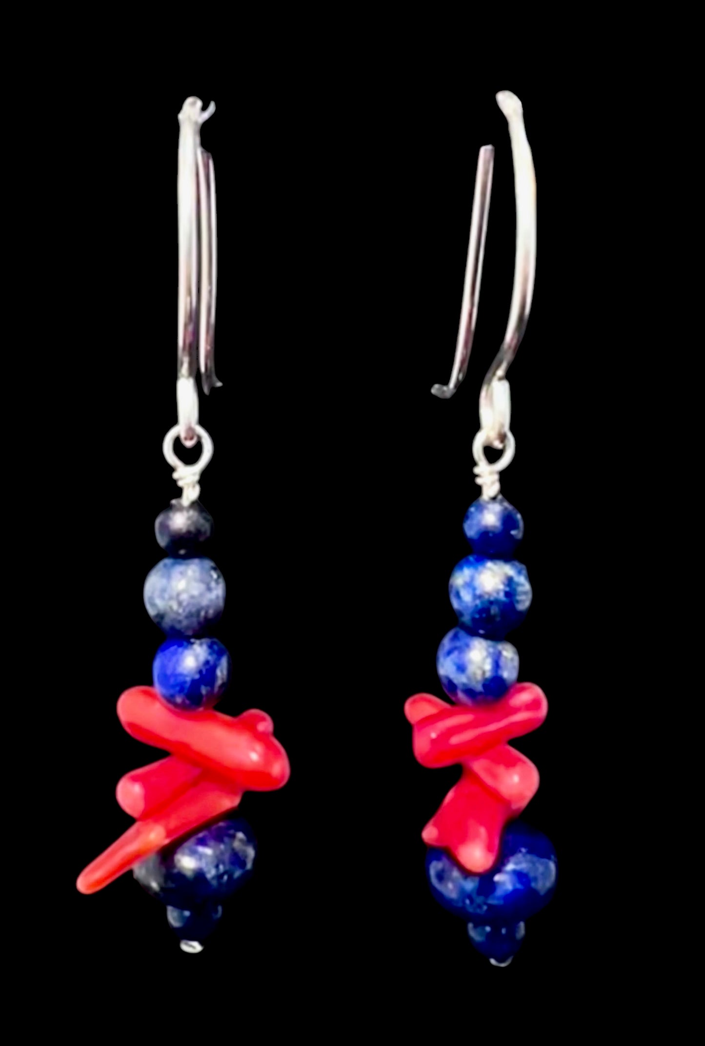 Lapis Lazuli and Coral Earrings