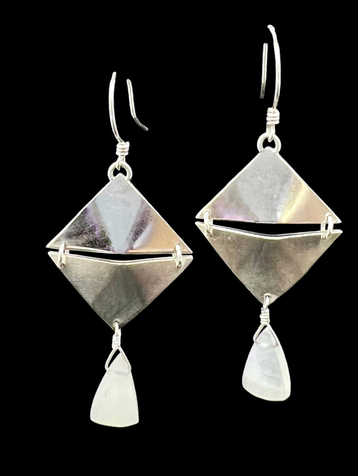 Kinetic Sterling Silver and Moonstone Earrings