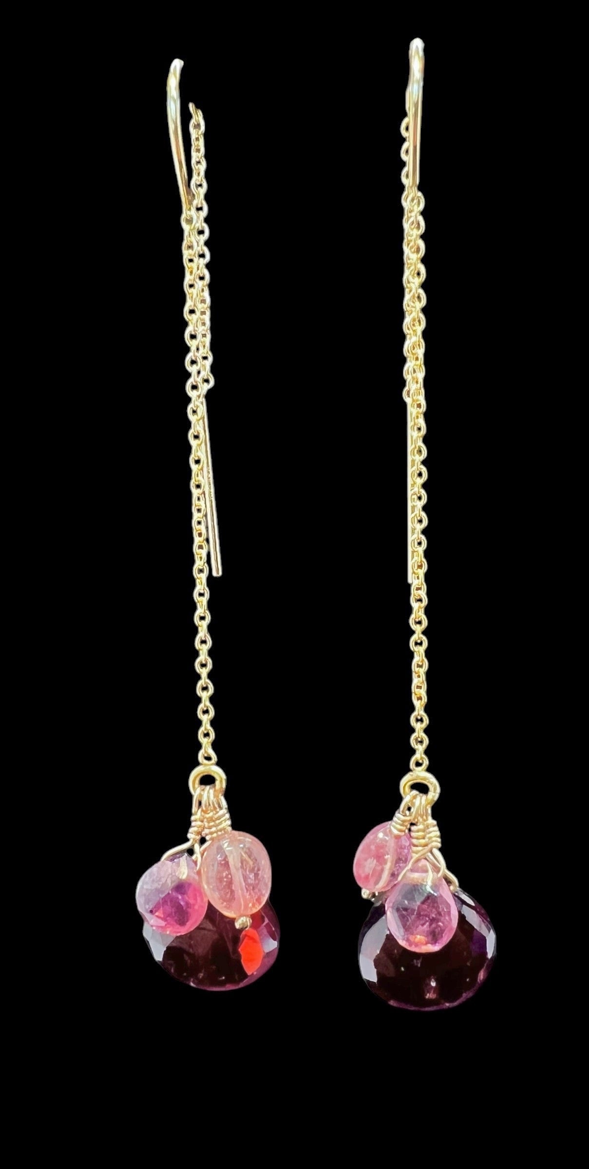 Garnet and Tourmaline Ear-threaders