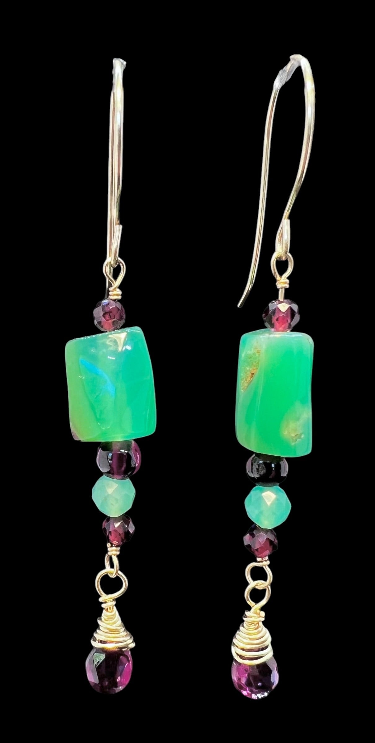 Chrysoprase and Garnet Earrings