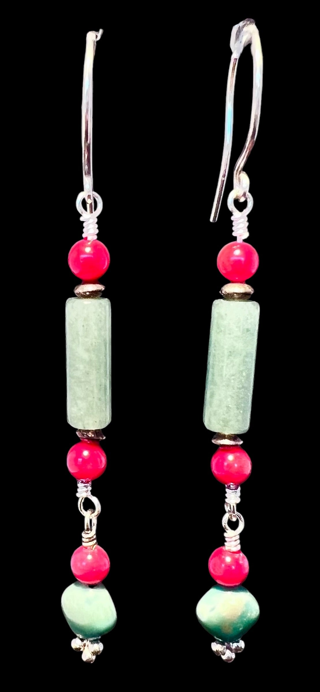 Aventurine and Coral Earrings