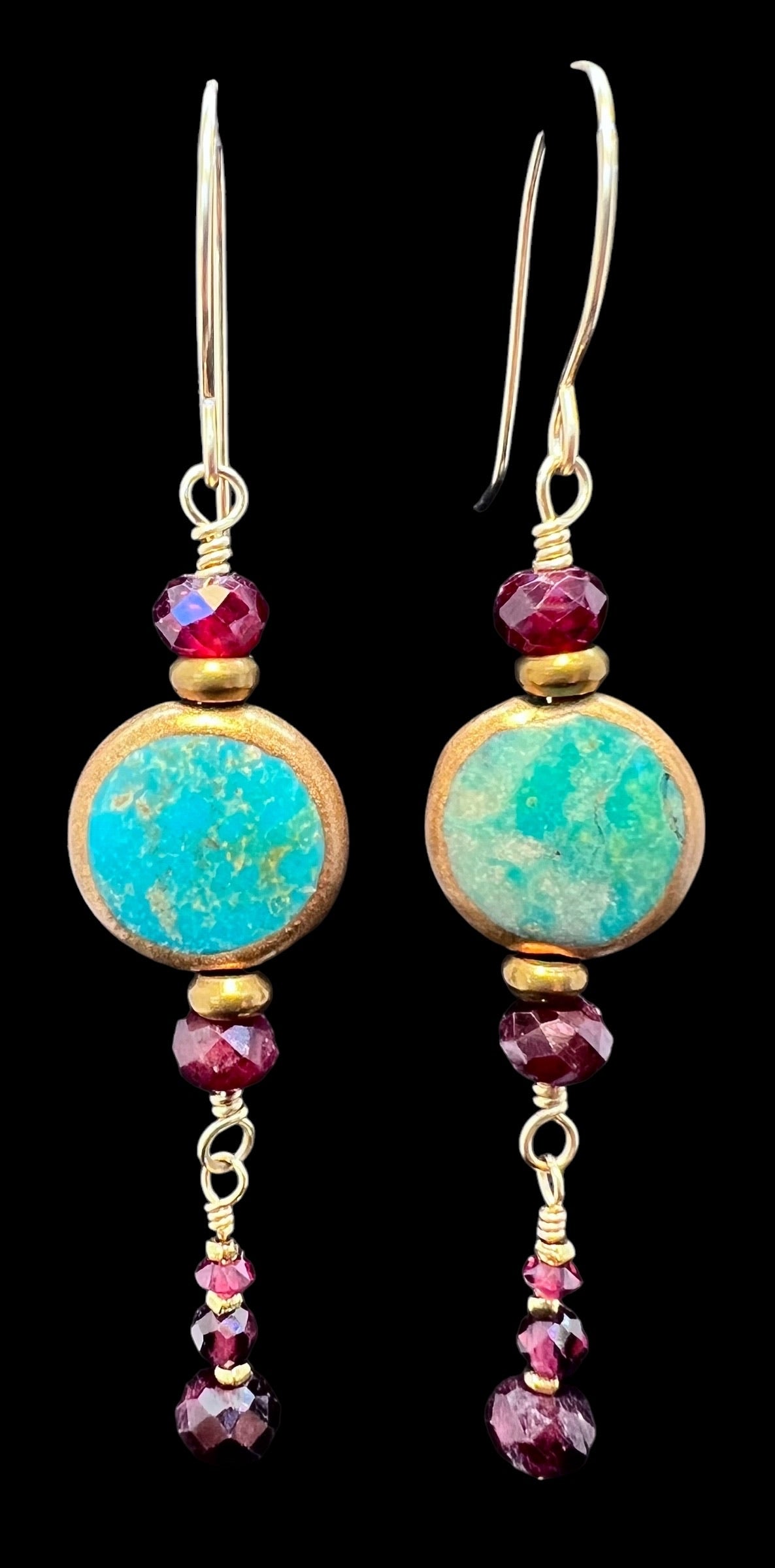Turquoise and Garnet Earrings