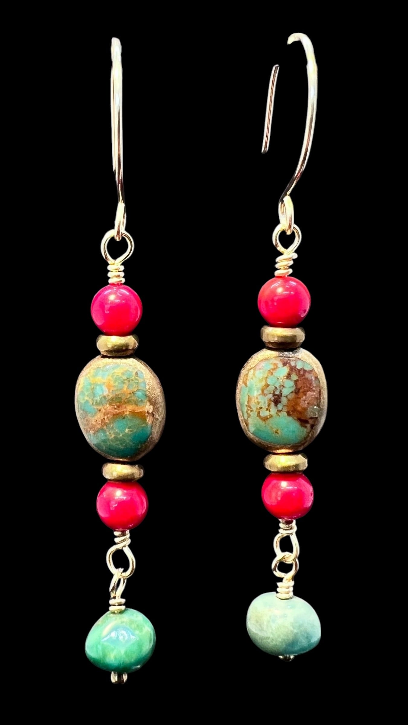 Turquoise and Coral Earrings