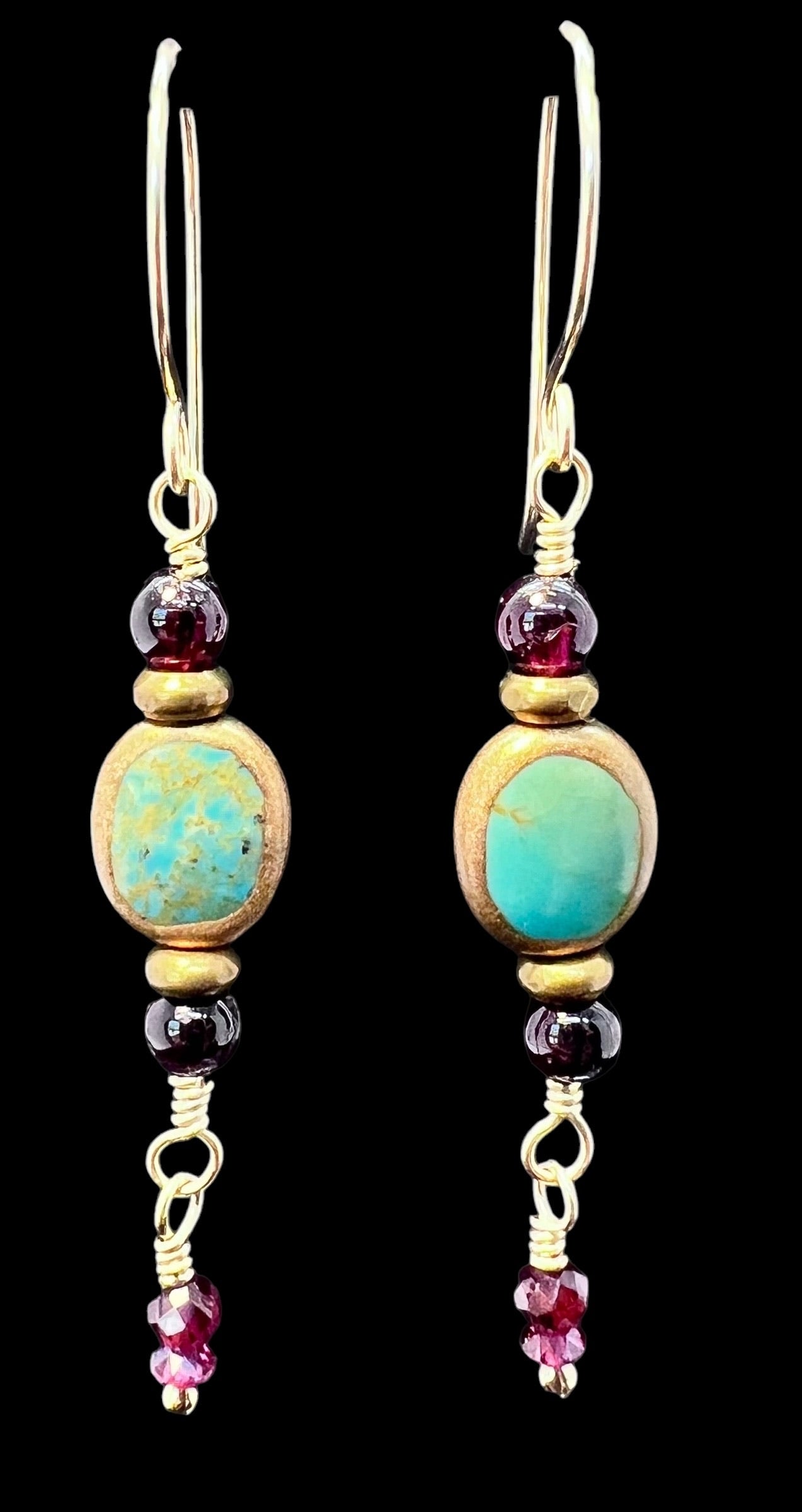 Turquoise and Garnet Earrings