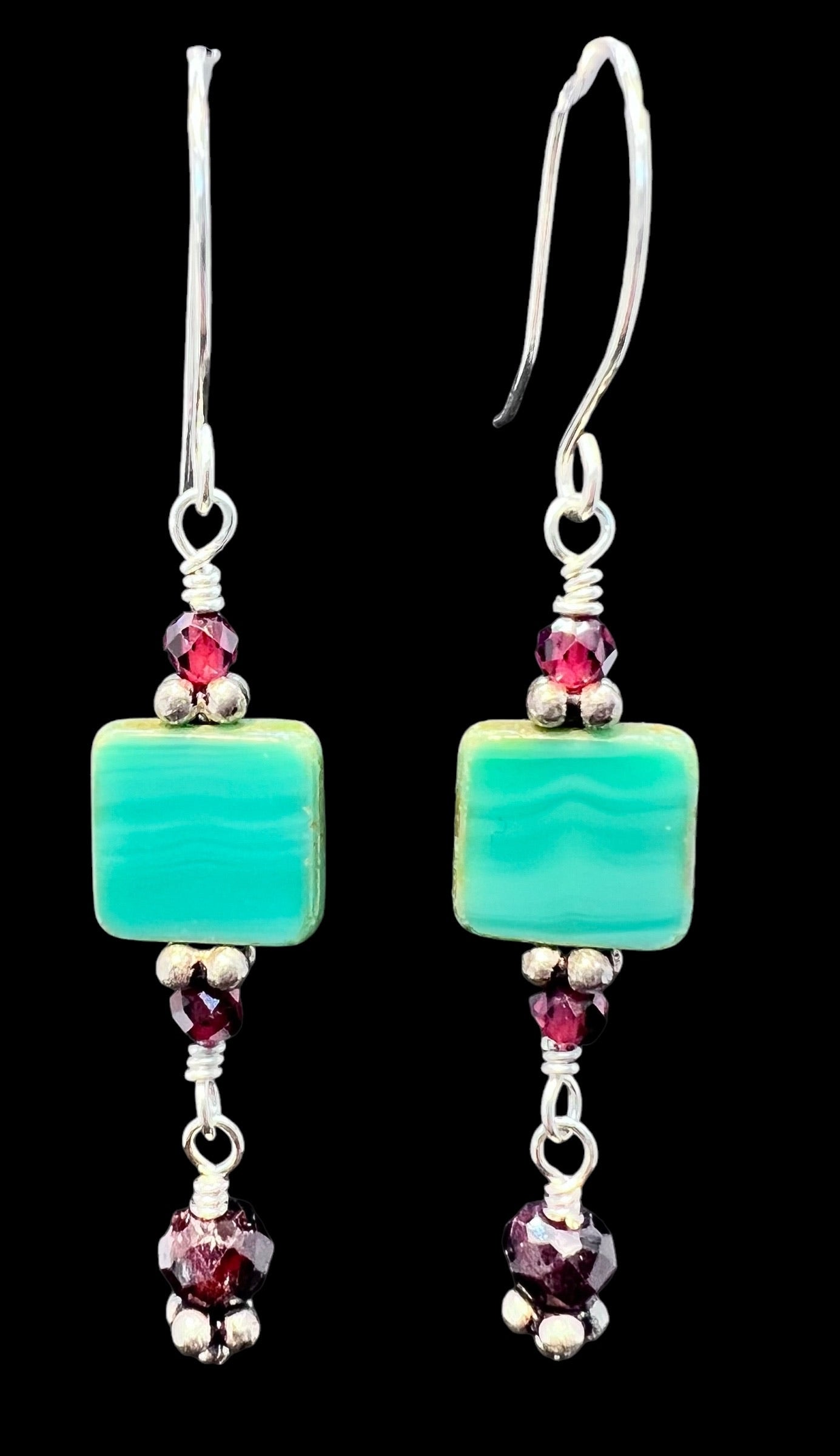 Turquoise and Garnet Earrings