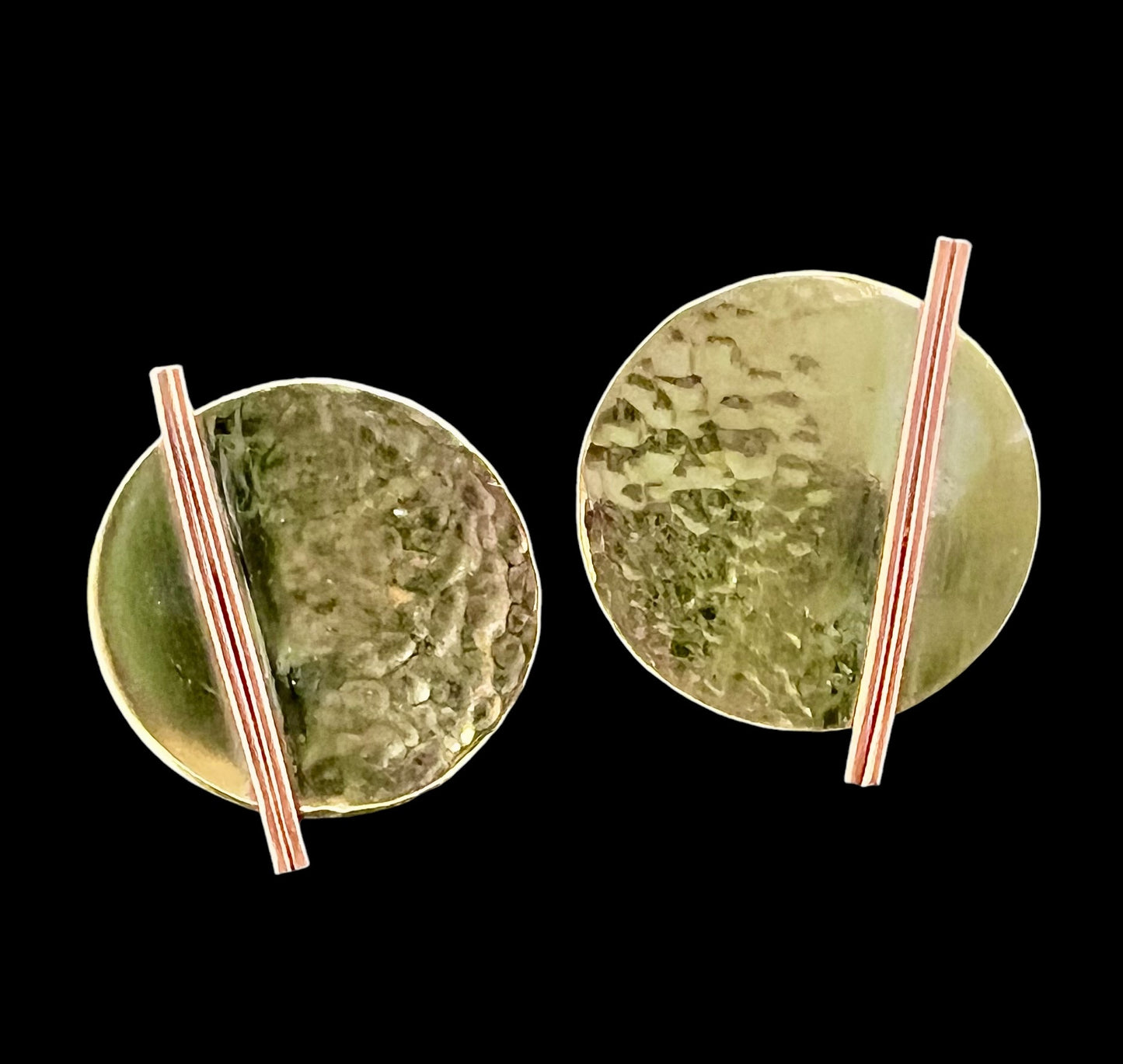 Modern Mixed Texture Brass and Copper Earrings