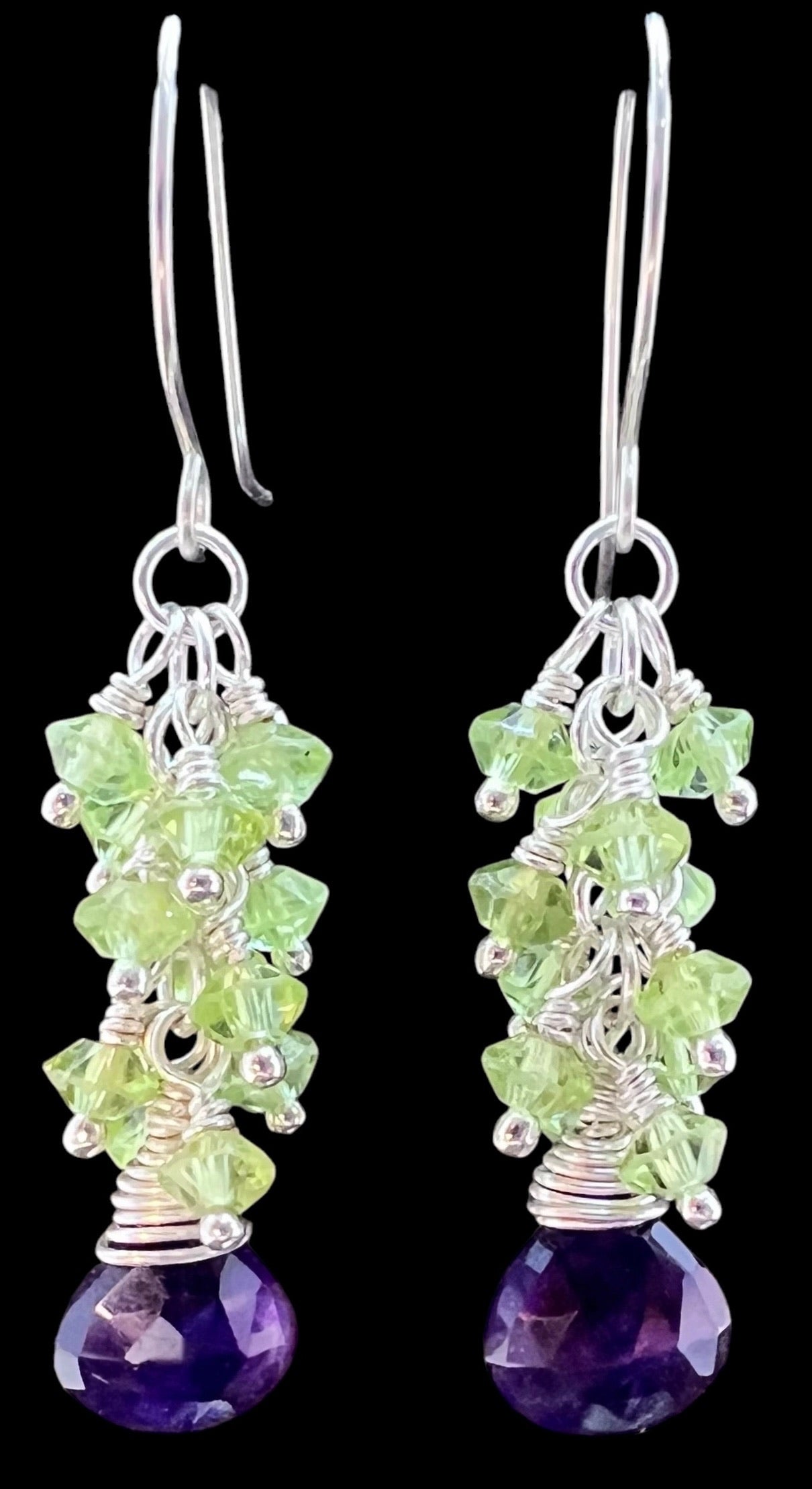 African Amethyst and Peridot Earrings