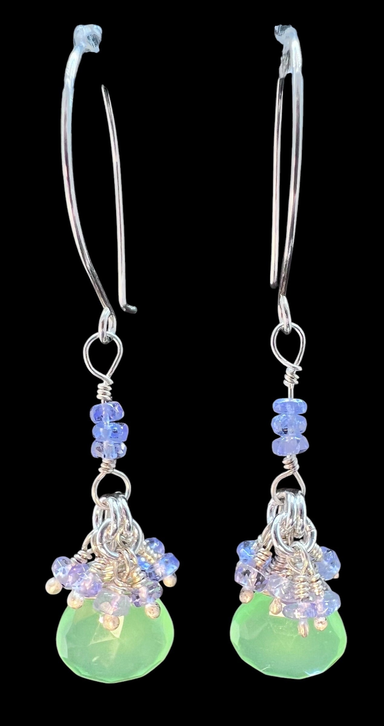 Chrysoprase and Tanzanite Petal Earrings