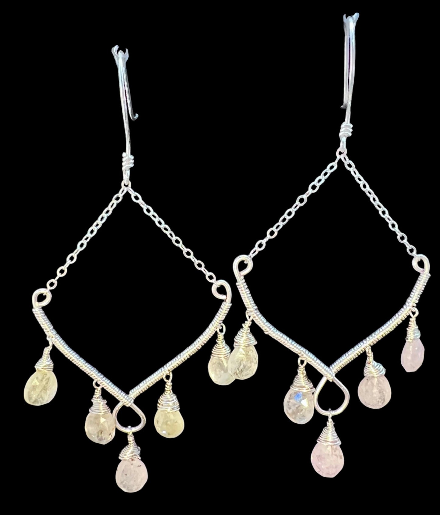 Freeform White Sapphire Chandelier Earrings