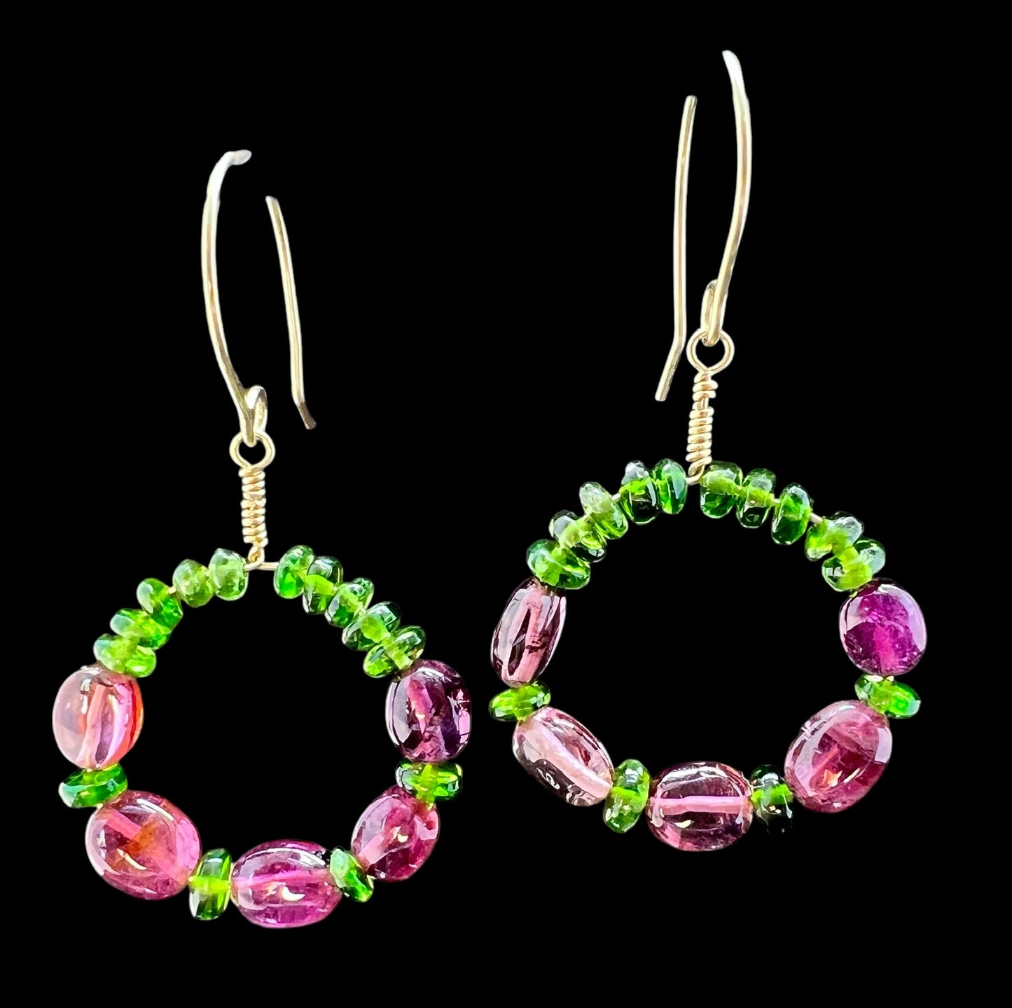 Tourmaline and Chrome Diopside Wreath Earrings
