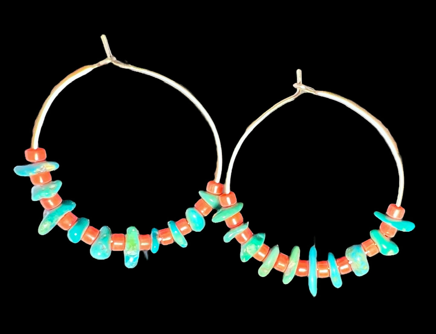 Turquoise and Coral Hoops