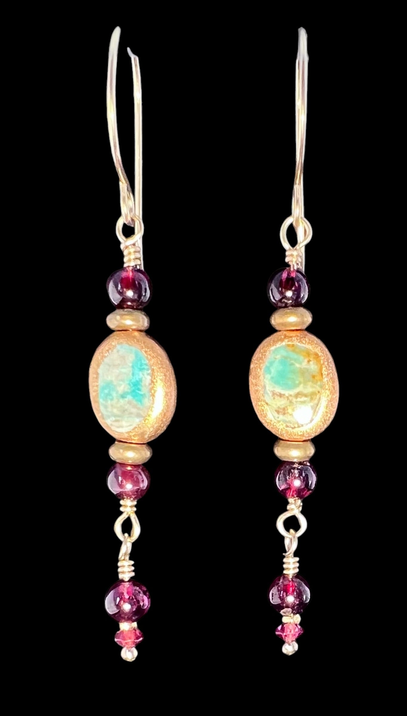 Turquoise and Garnet Earrings