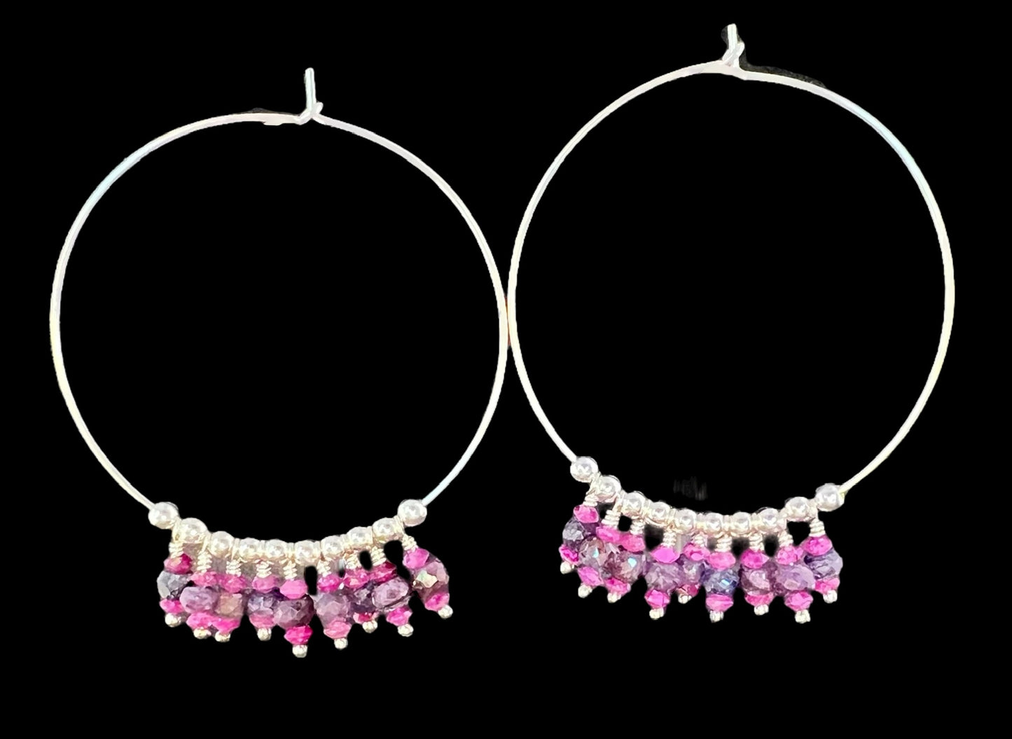 Ruby and Sapphire Hoops