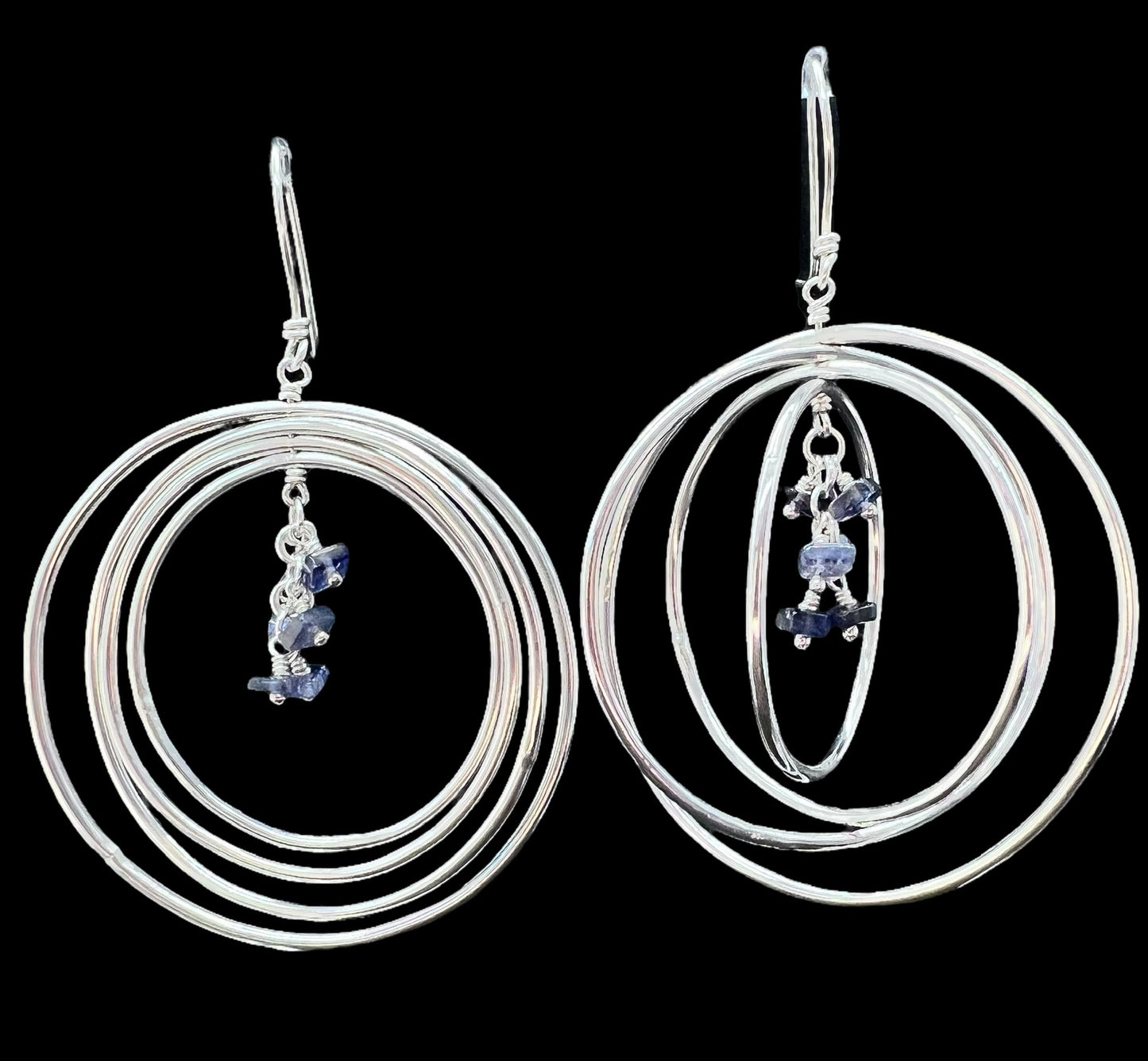 Kinetic Sterling Silver Hoops with Iolite