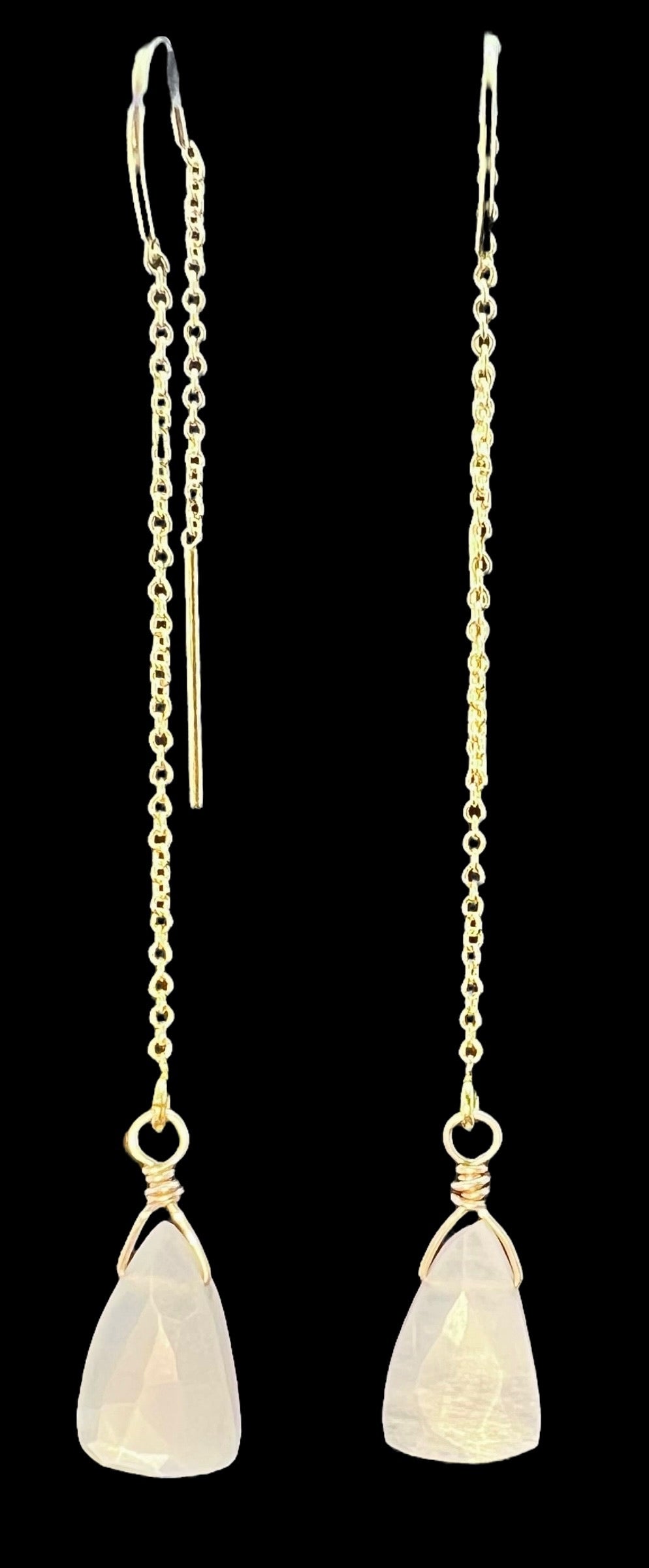 Moonstone Pyramid Ear-threaders