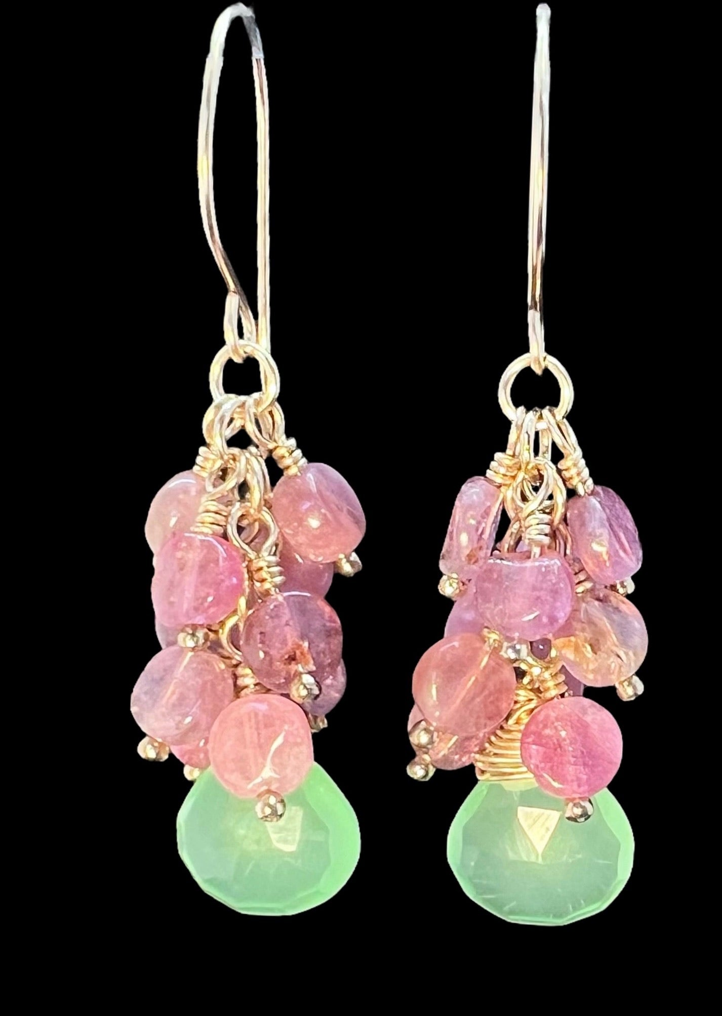 Pastel Pretty - Chrysoprase and Pink Tourmaline earrings