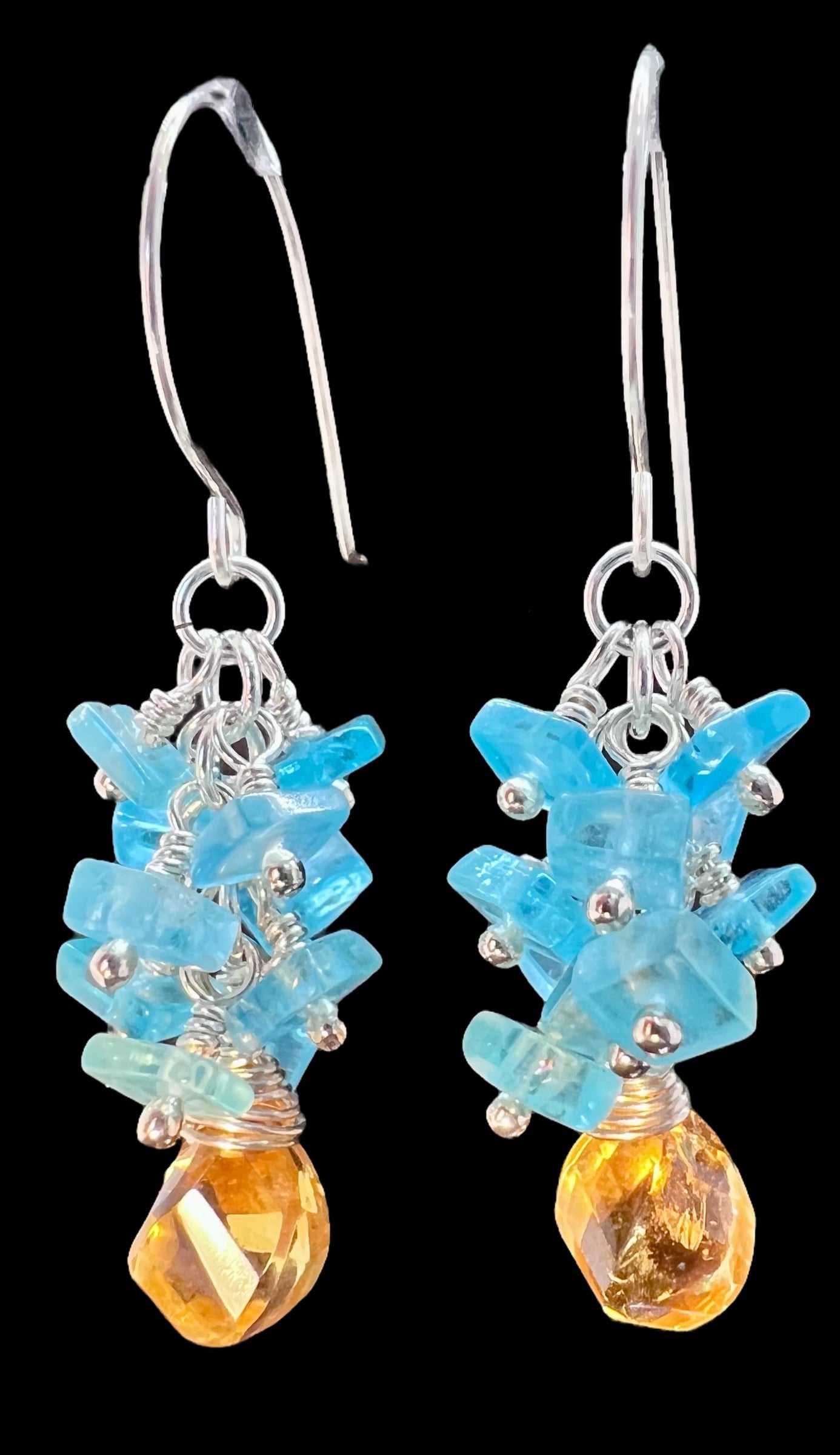 Apatite Heishi and Citrine Earrings