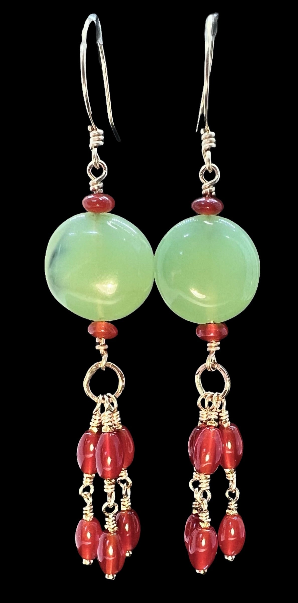 Chalcedony and Carnelian Drop Earrings