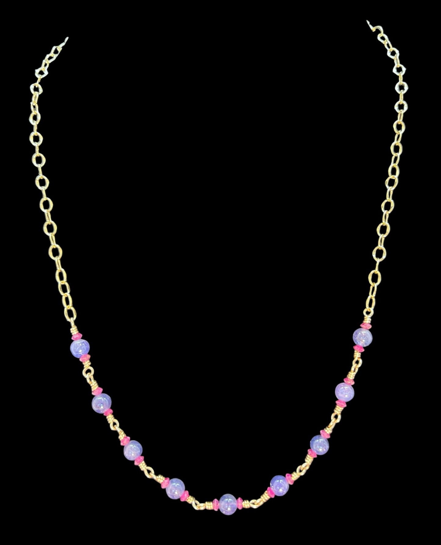 Tanzanite and Ruby 14K gold Fill Necklace
