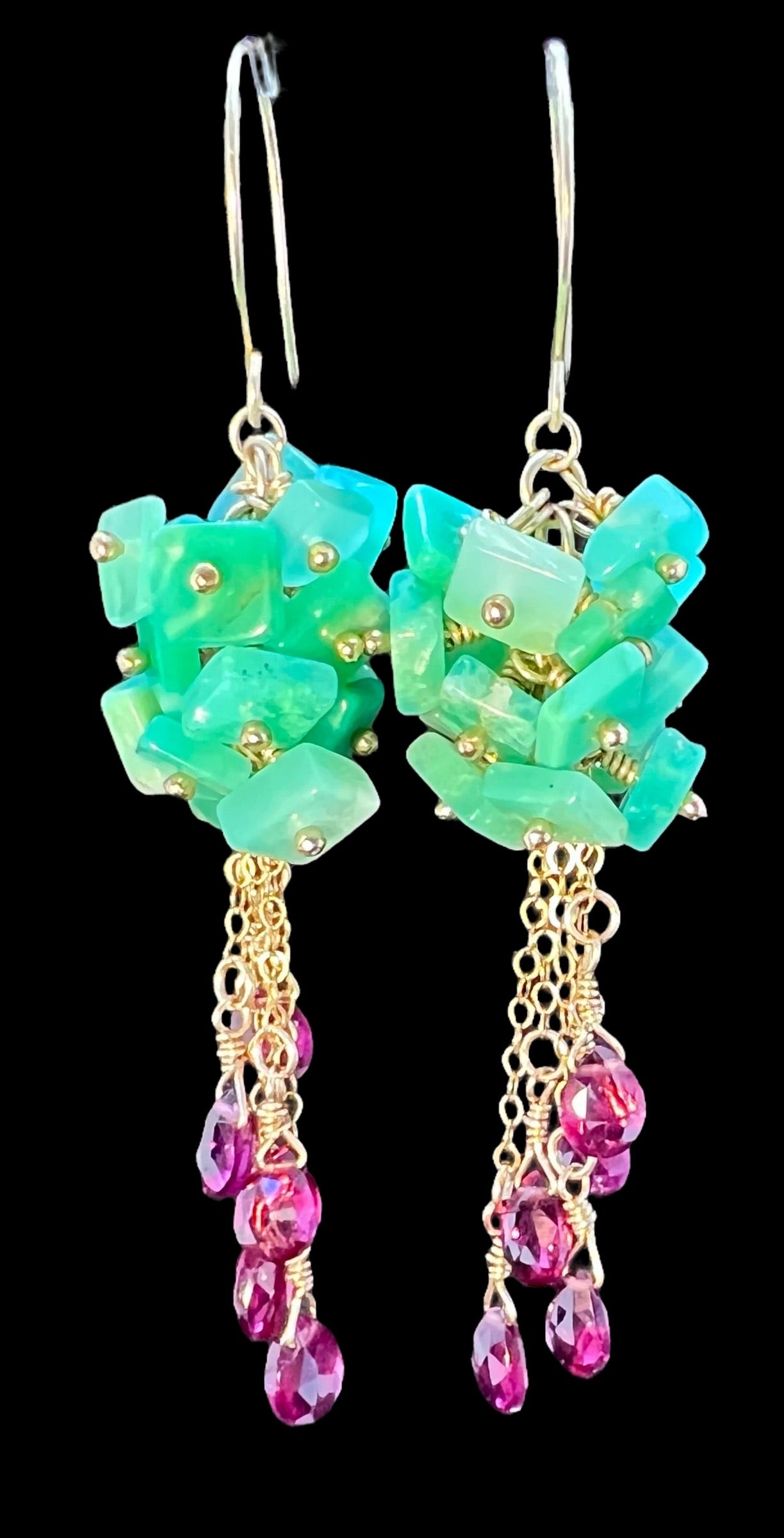 Verdant Ember - Chrysoprase and Garnet Earrings