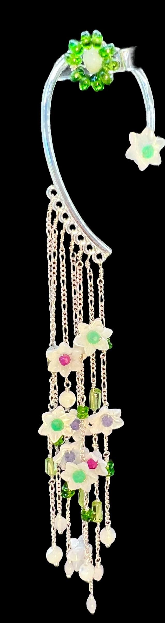 Moon Garden - Mother of Pearl Floral Cascade Ear Wrap