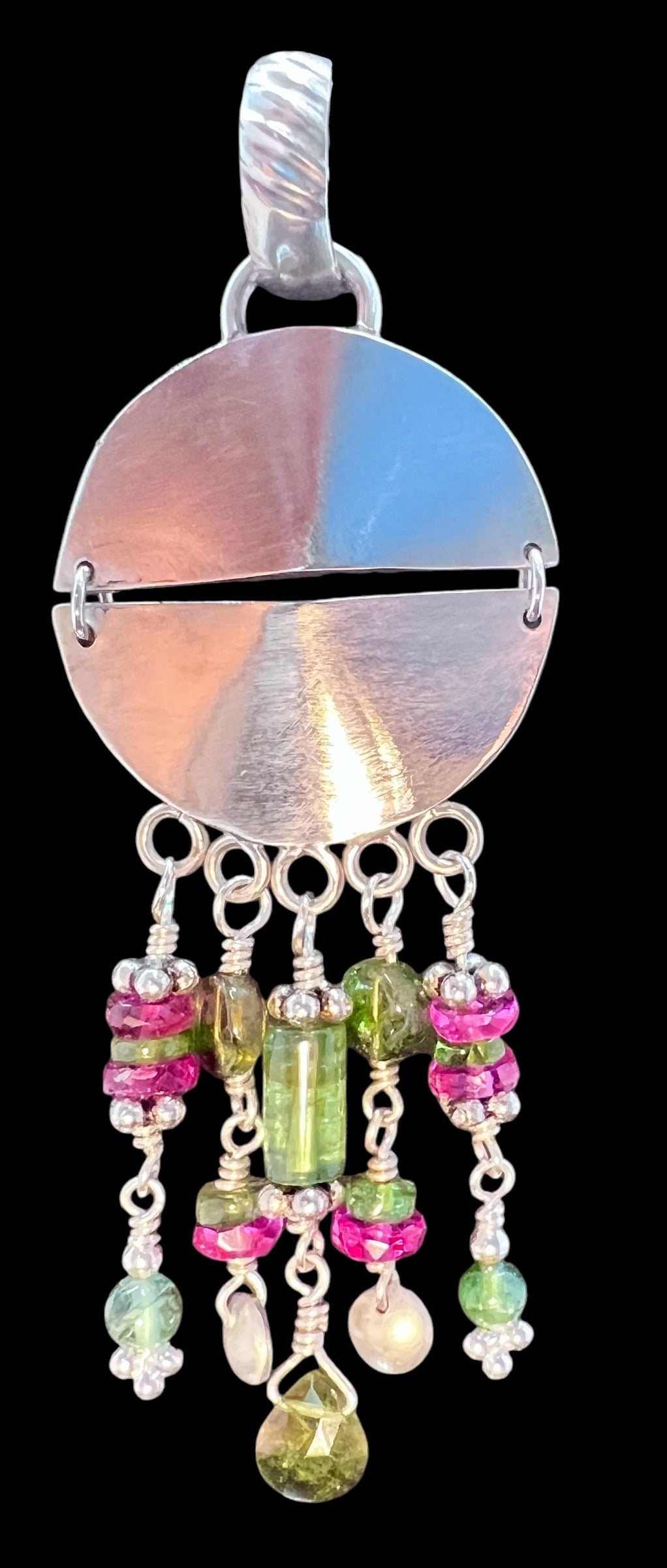 Tourmaline and Sterling Silver Fringe Pendant