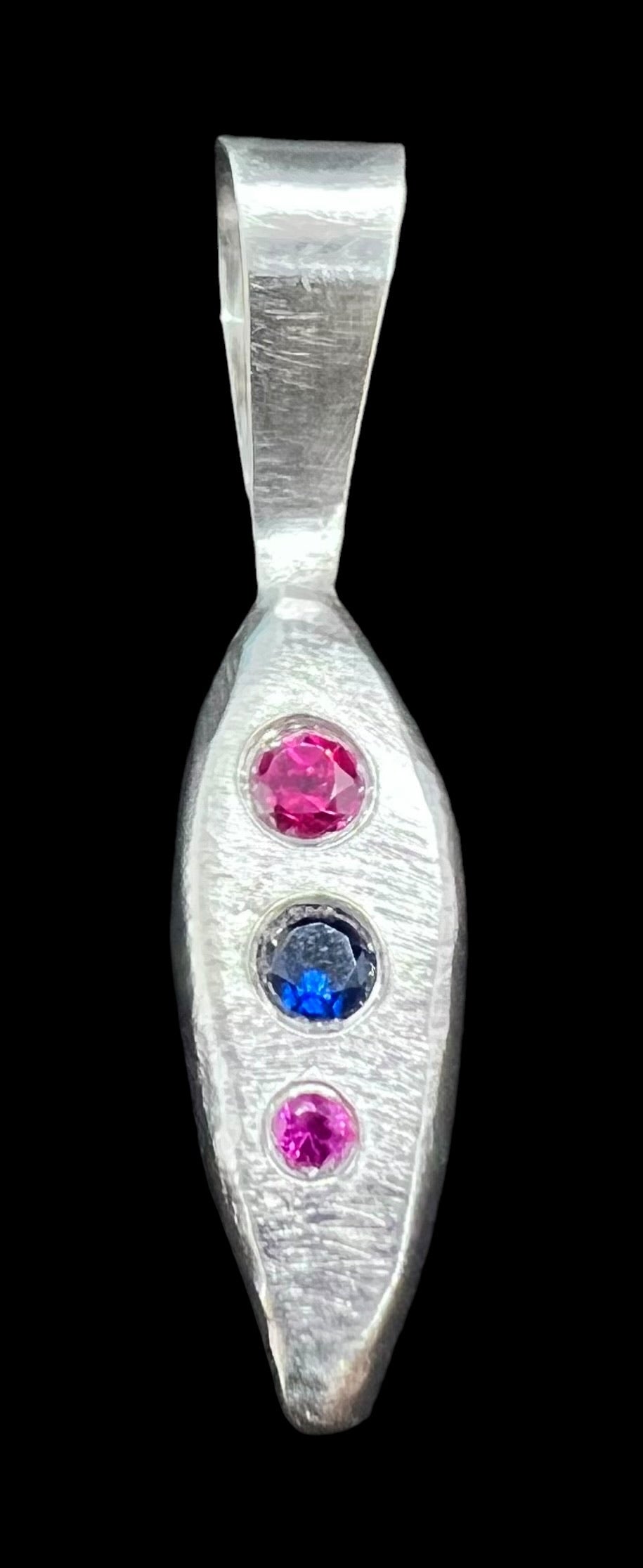 Free Form Jeweled Sterling Silver Pendant