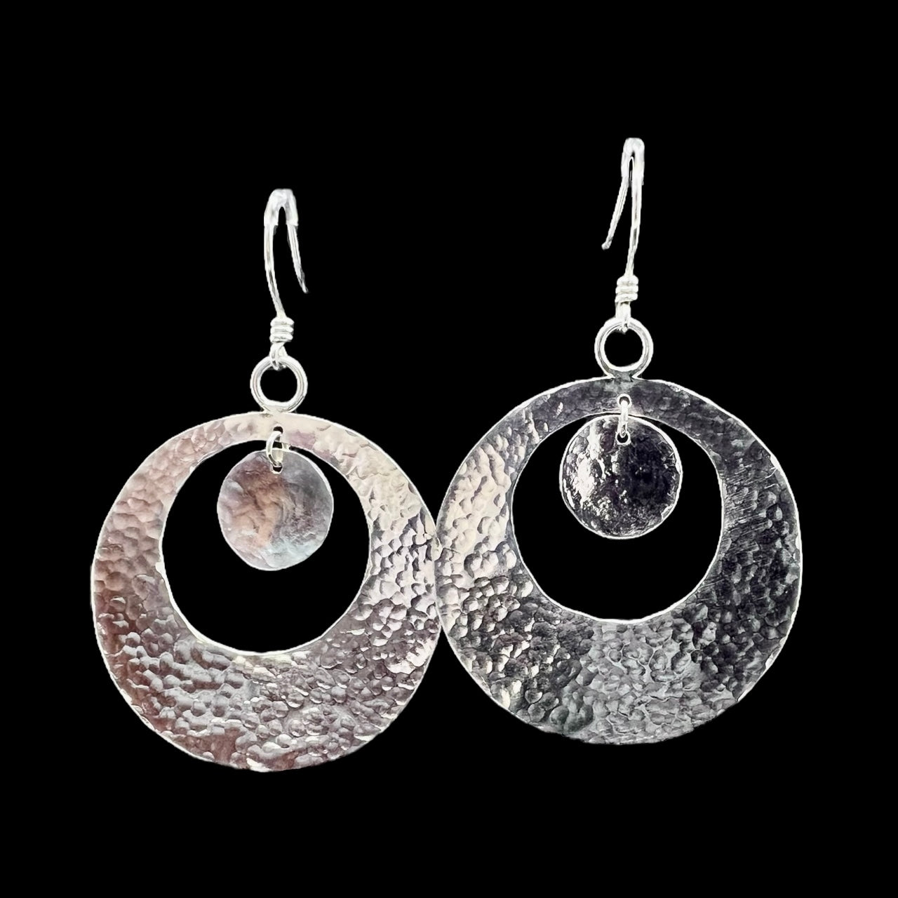 Hammered Sterling Silver Hoop Earrings