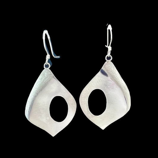 Sculpted Sterling Silver Earrings with Mixed Finish