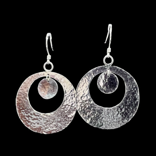Hammered Sterling Silver Hoop Earrings