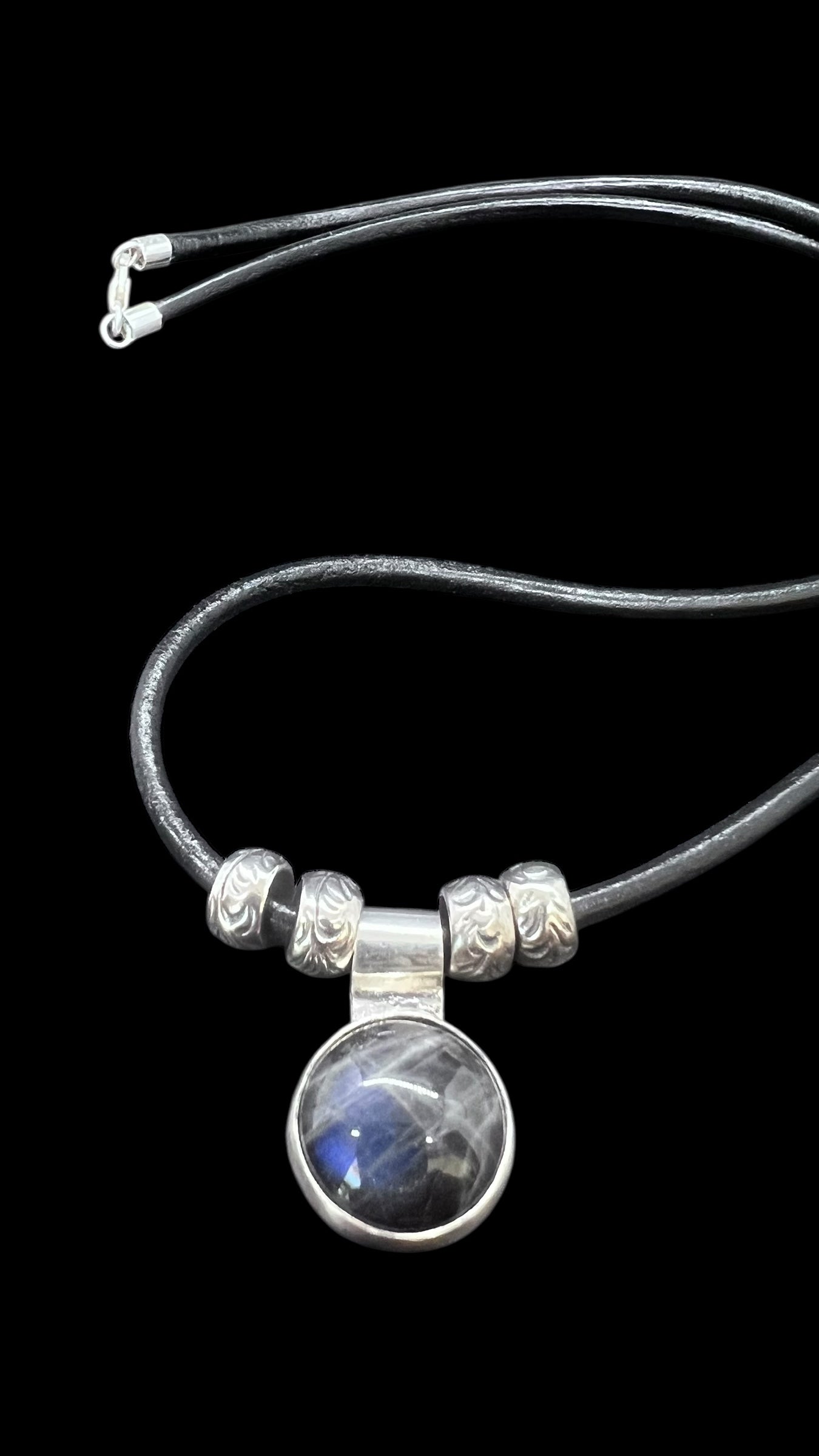 Labradorite Leather Necklace and Pendant